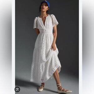 Somerset Maxi White Eyelet Anthropologie small nwt